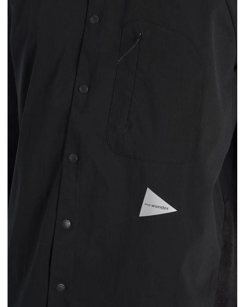 And Wander Black Fleece-Back Raglan-Sleeve Shirt for men