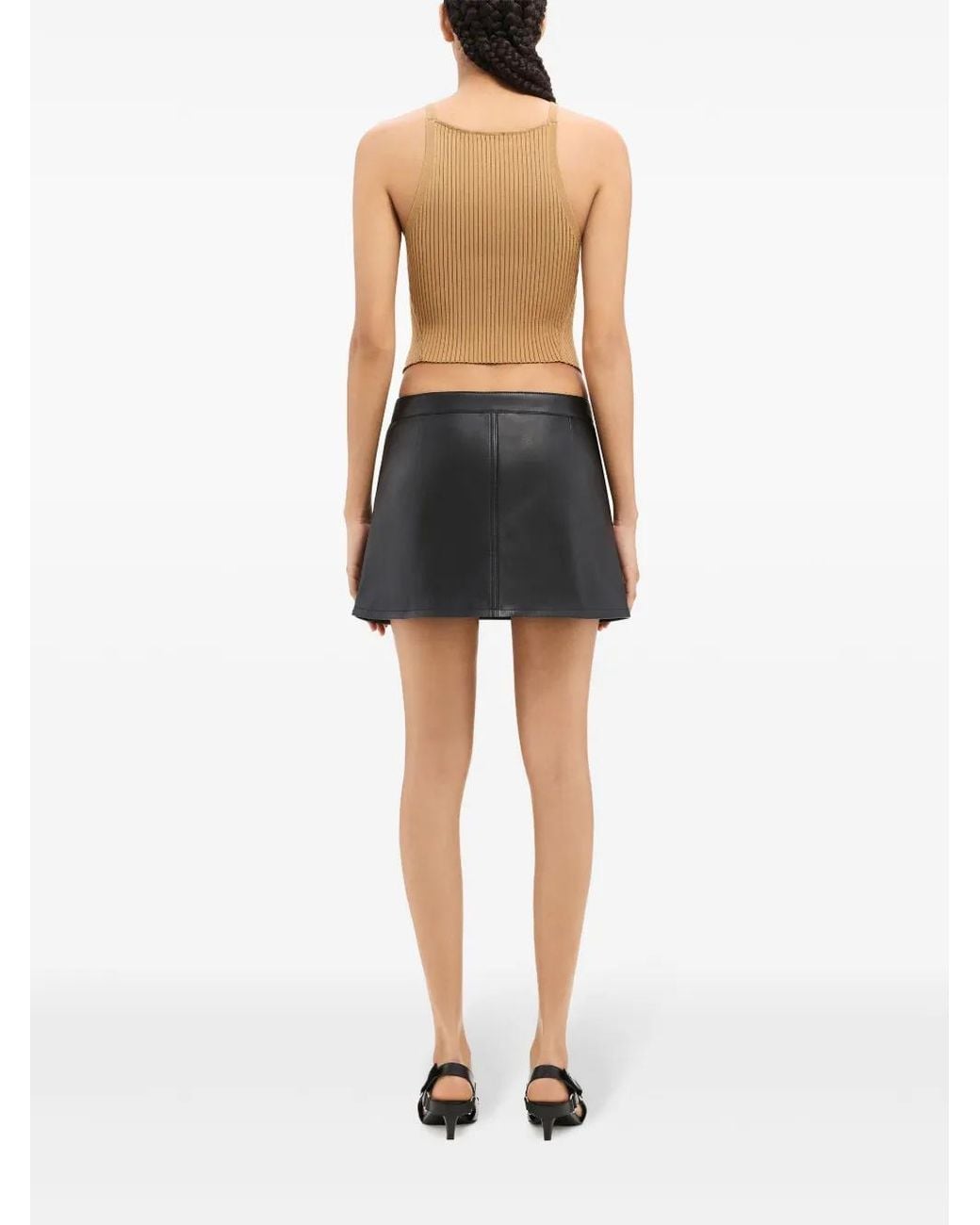 Courreges Natural Fine Ribbed Sleeveless Top