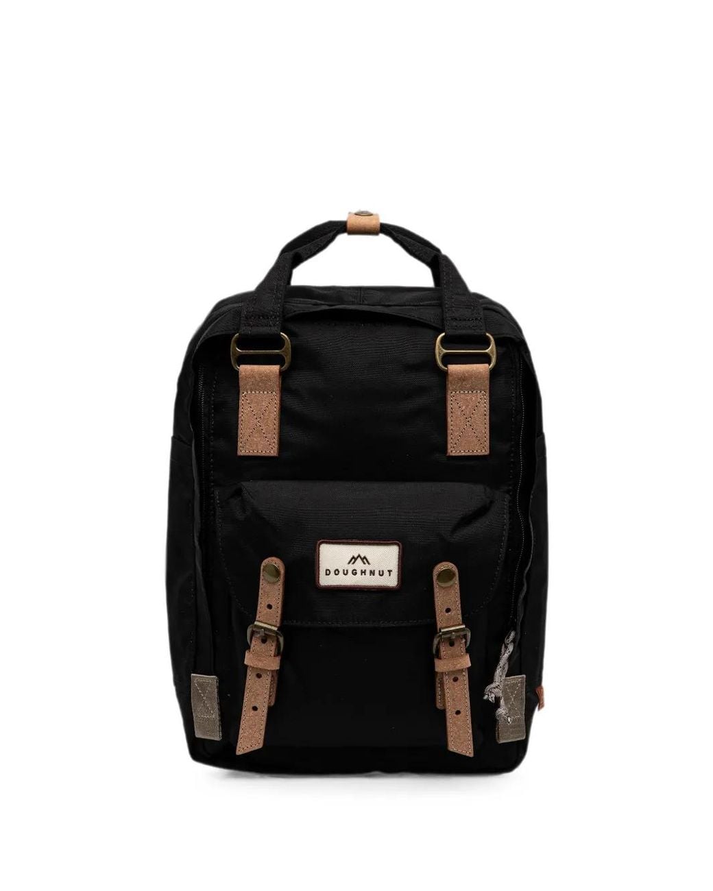 Doughnut Black Logo-Patch Buckle-Fastening Backpack
