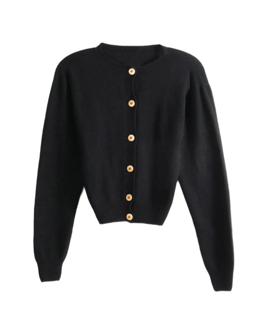 Baserange Black Cardigan En Maille À Boutonnière