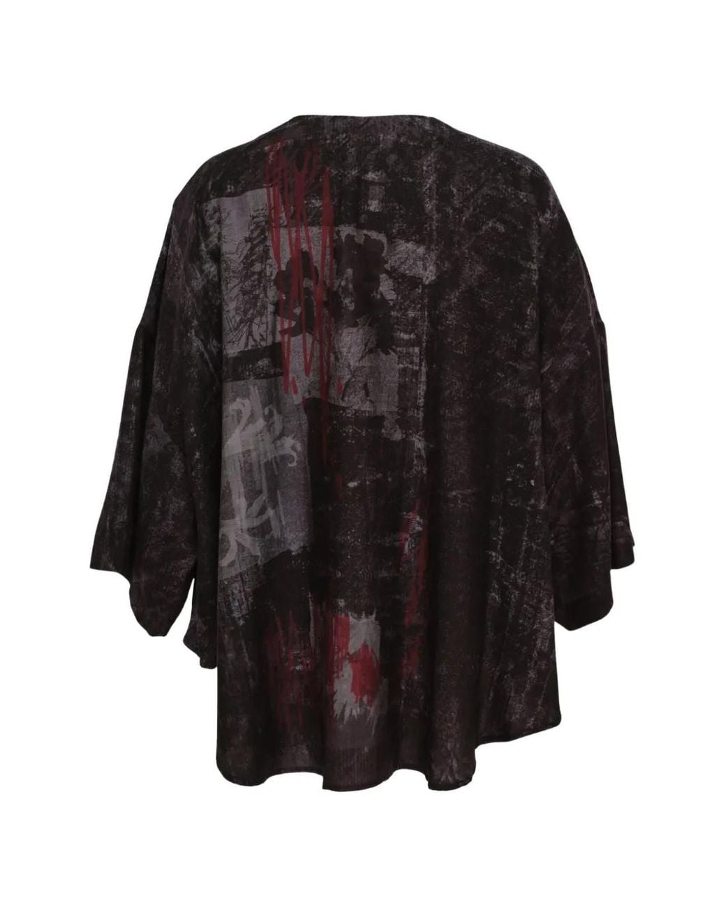 Y's Yohji Yamamoto Abstract-Print Half-Sleeve Blouse in Black | Lyst