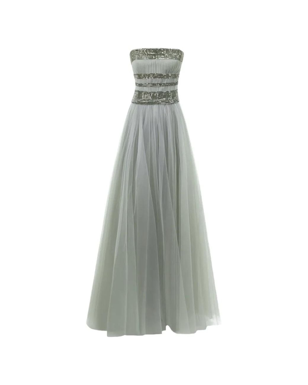 Gemy Maalouf White Embellished Corset Tulle Gown