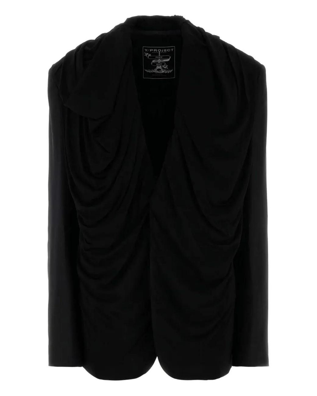 Y. Project Black Draped Hooded Viscose-Blend Blazer