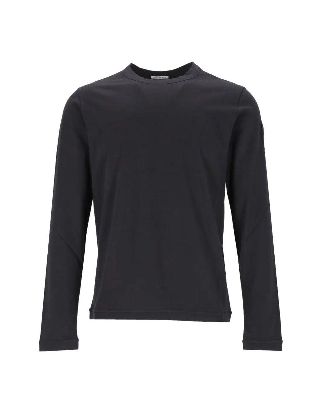 Moncler Blue Leather-Patch Long-Sleeved T-Shirt for men