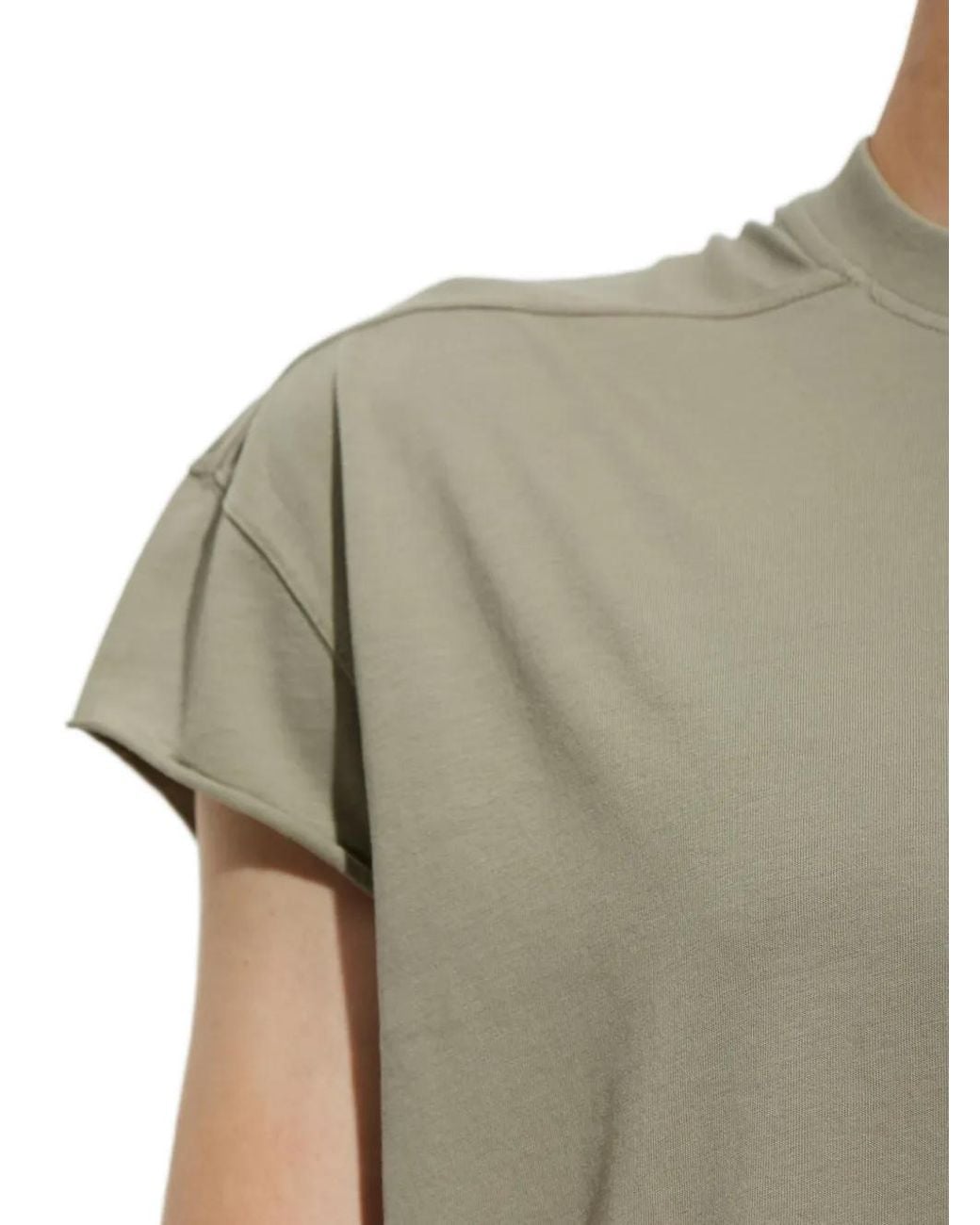 Rick Owens Green Raw-Cut Decorative-Stripe T-Shirt for men