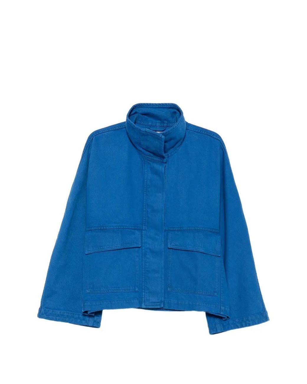 Christian Wijnants Blue High-Neck Patch-Pocket Denim Jacket