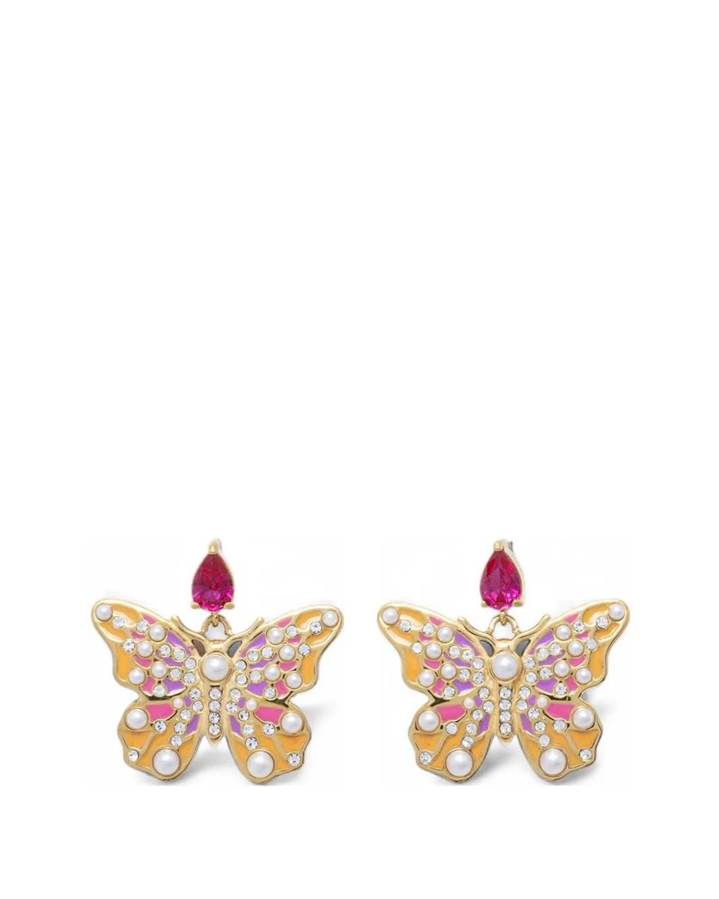 Guess Pink Butterfly Crystal-Embellished Earrings