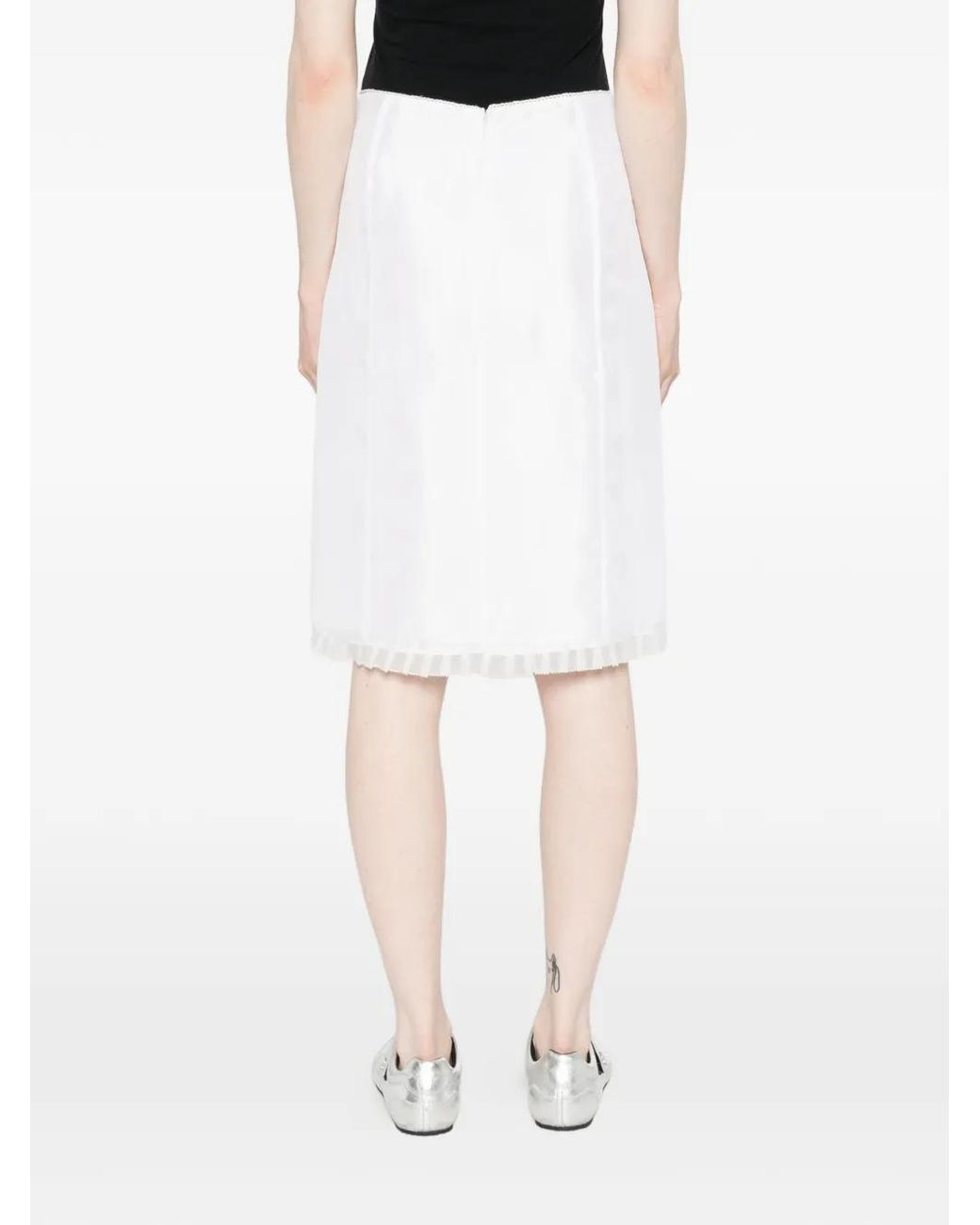 DUNST White Pleated Midi Skirt