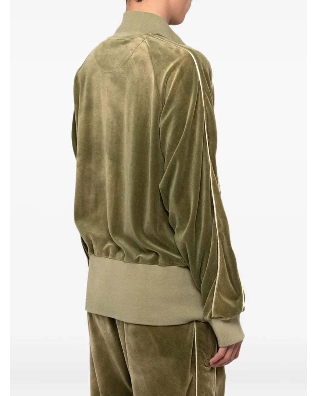 KAMIYA Green Embroidered Velour Zip-Up Sport Jacket for men