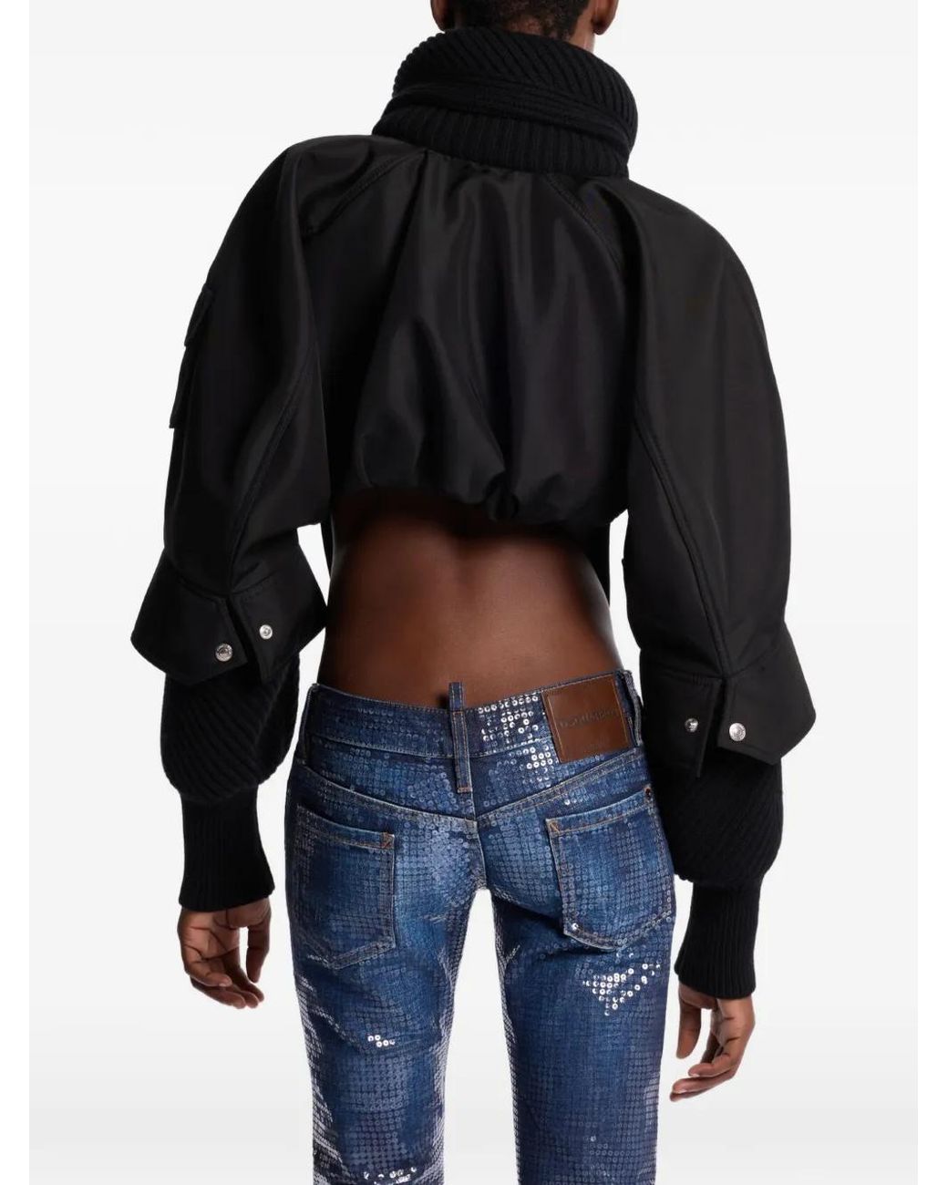 DSquared² Black Snowball Knit Kaban Jacket