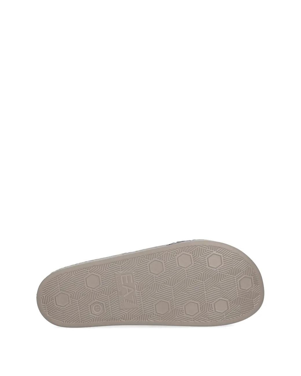 EA7 White Logo-Print Slides