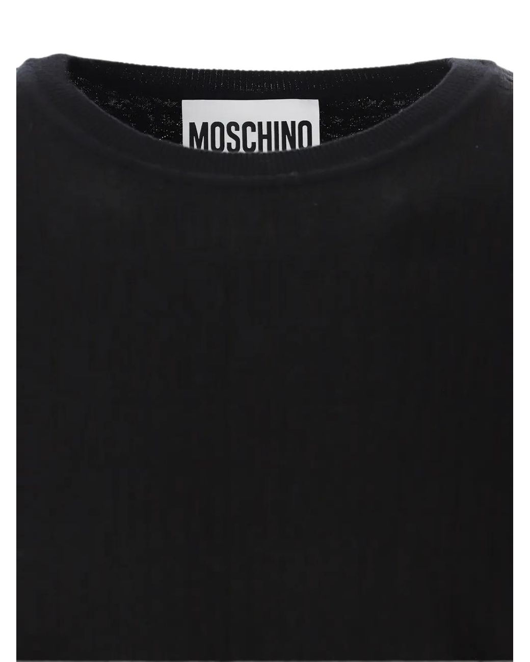 Moschino Black Logo-Pattern Wool Sweater for men