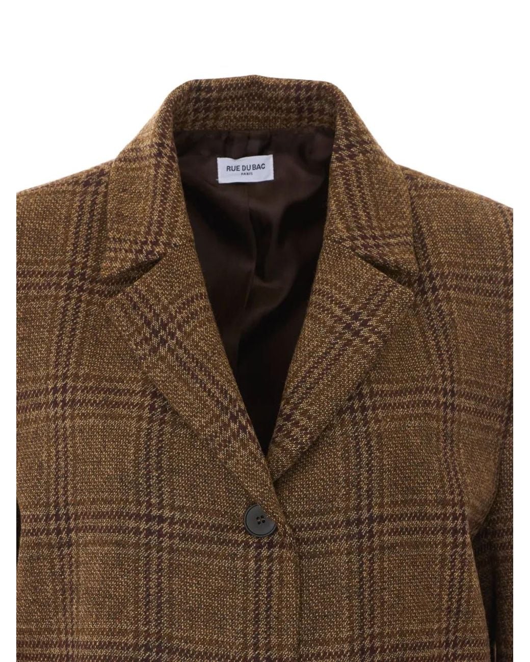 RUE DU BAC Brown Prince-Of-Wales Check Coat