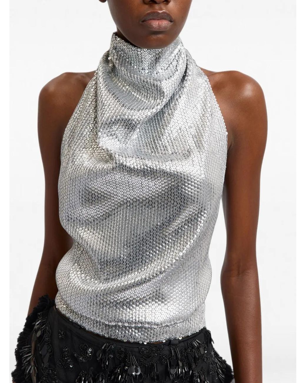 16Arlington Gray Ossie Sequin-Embellished Top
