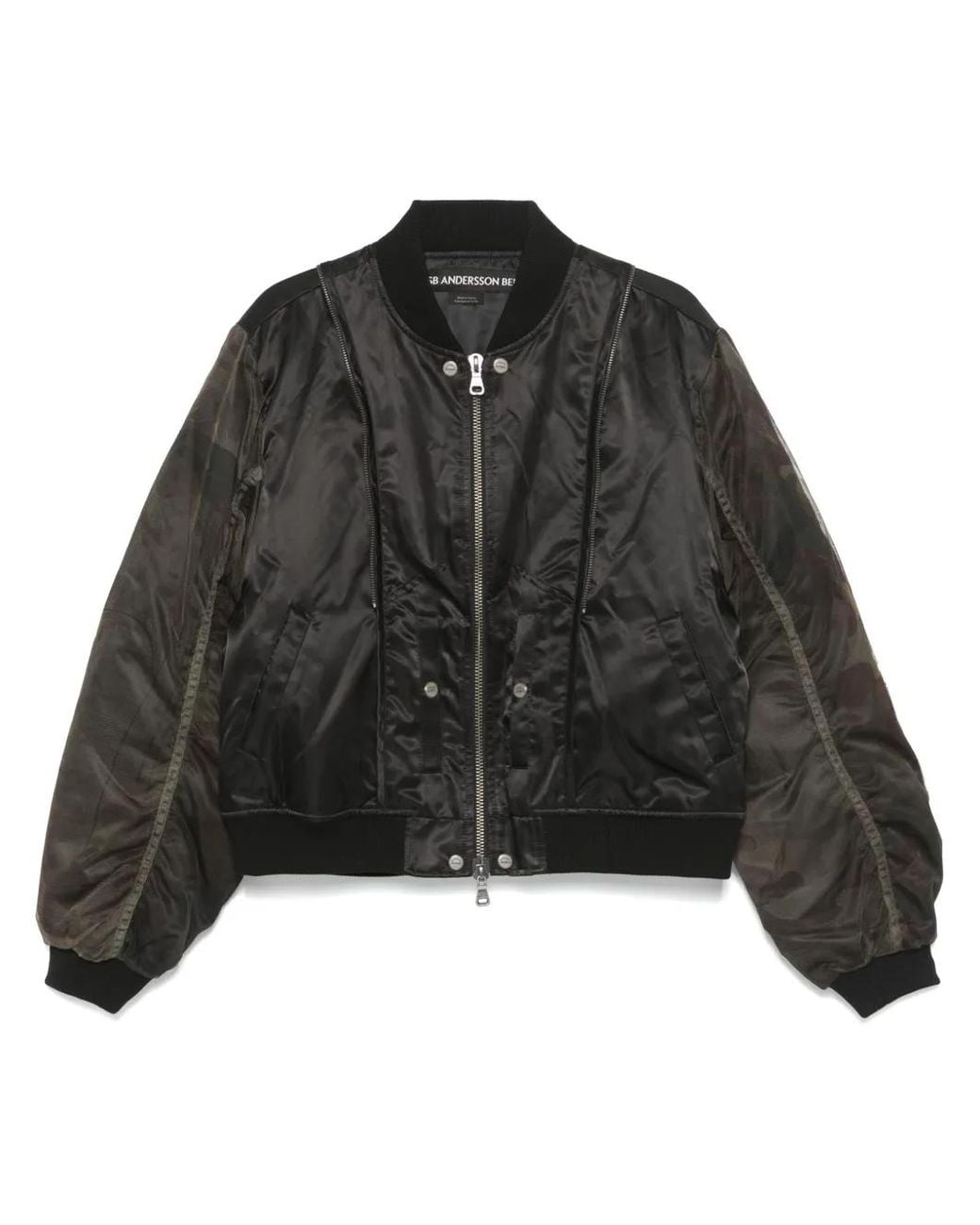 ANDERSSON BELL Black Mesh-Sleeve Bomber Jacket