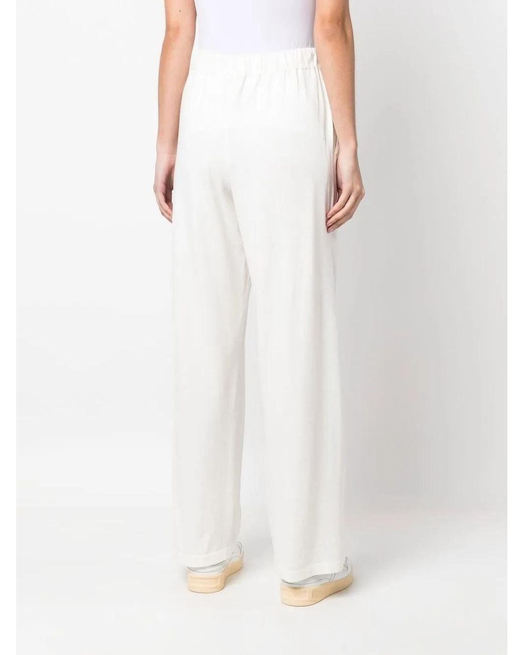 Twinset White Wide-Leg Knitted Trousers