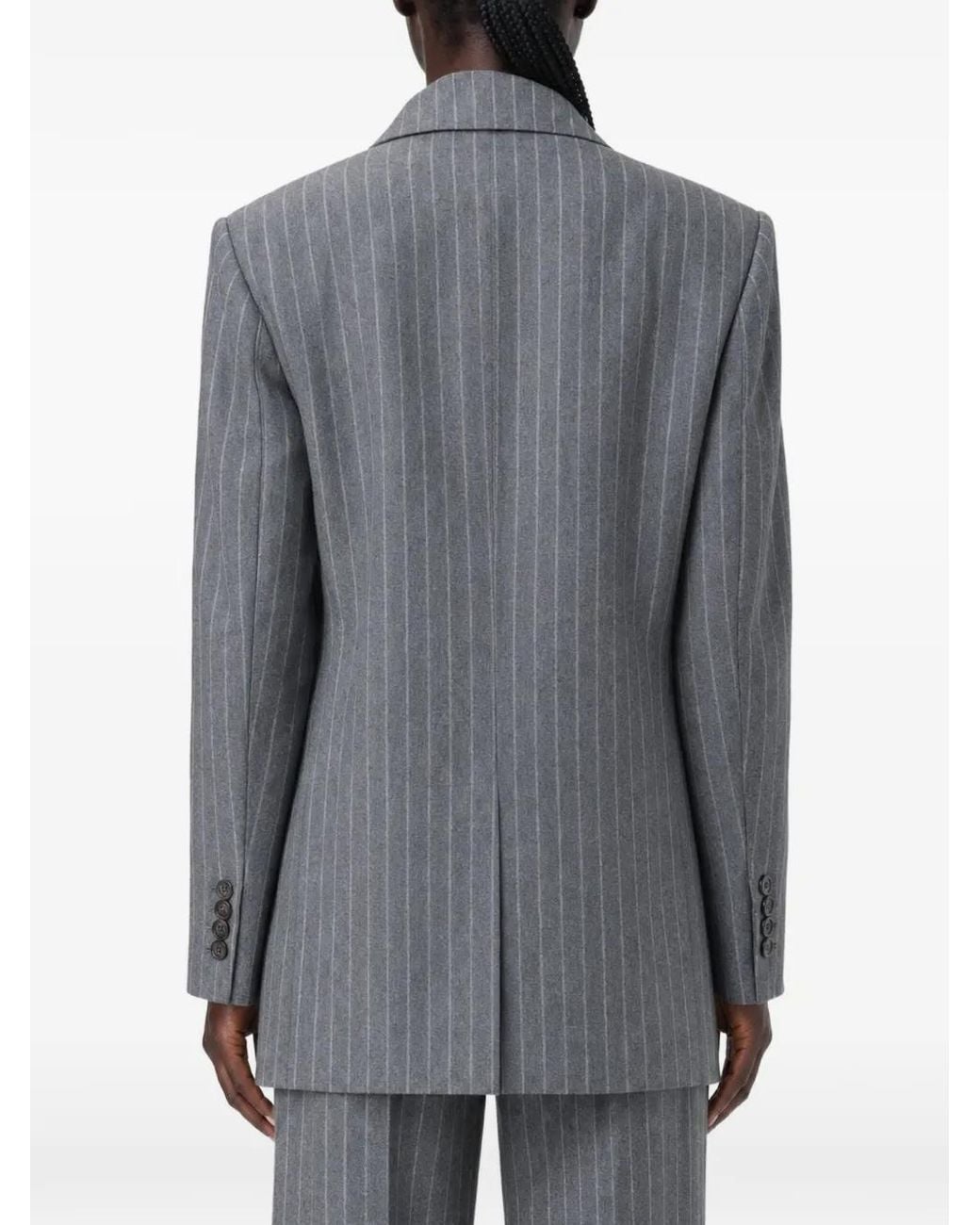 Brunello Cucinelli Gray Pinstripe Double-Breasted Blazer