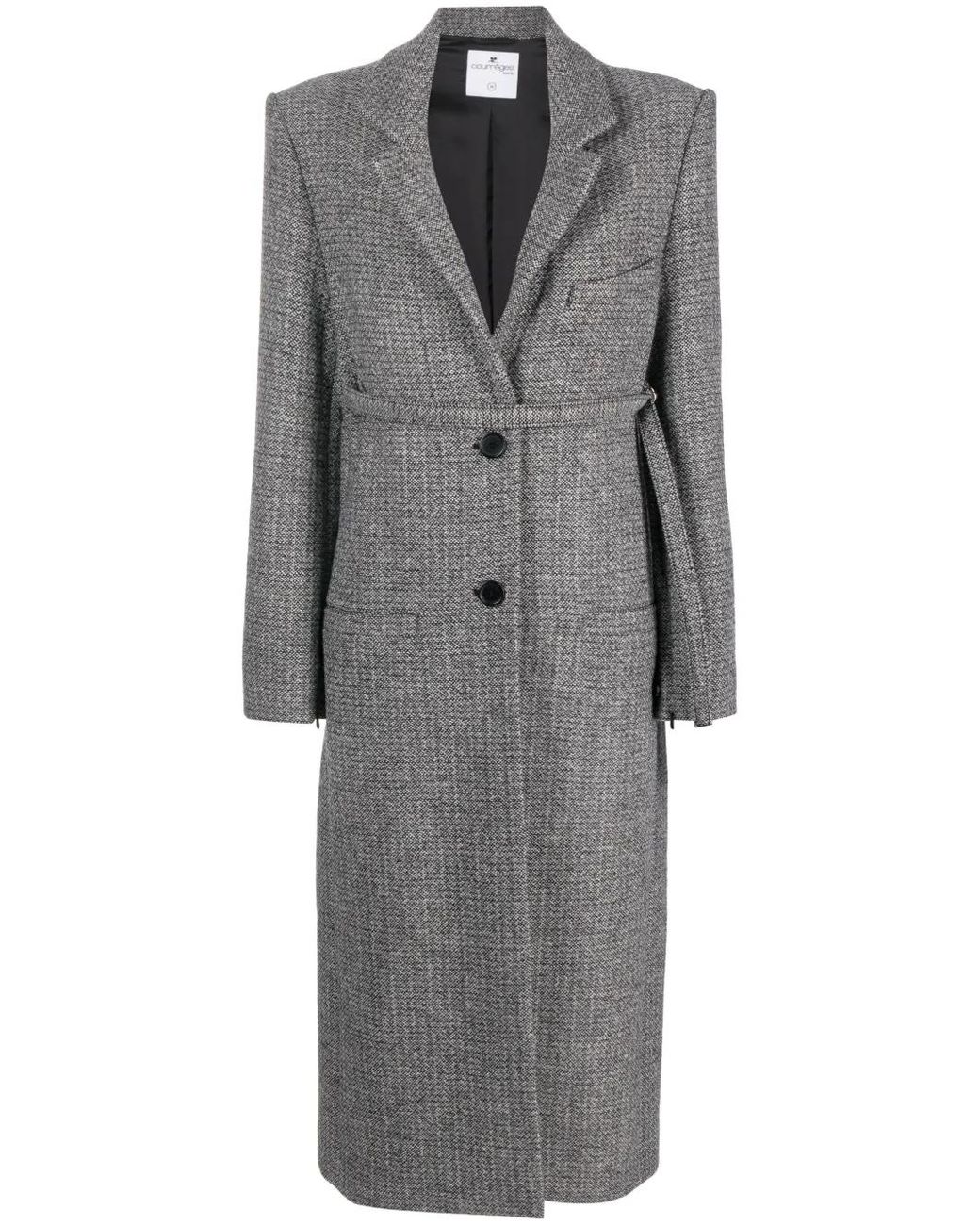 Courreges Gray Strap-Detail Tailored Coat