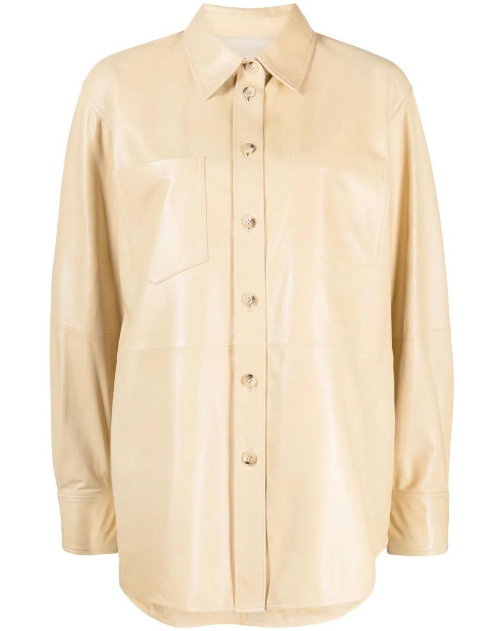 Helmut Lang Natural Long-Sleeve Leather Shirt