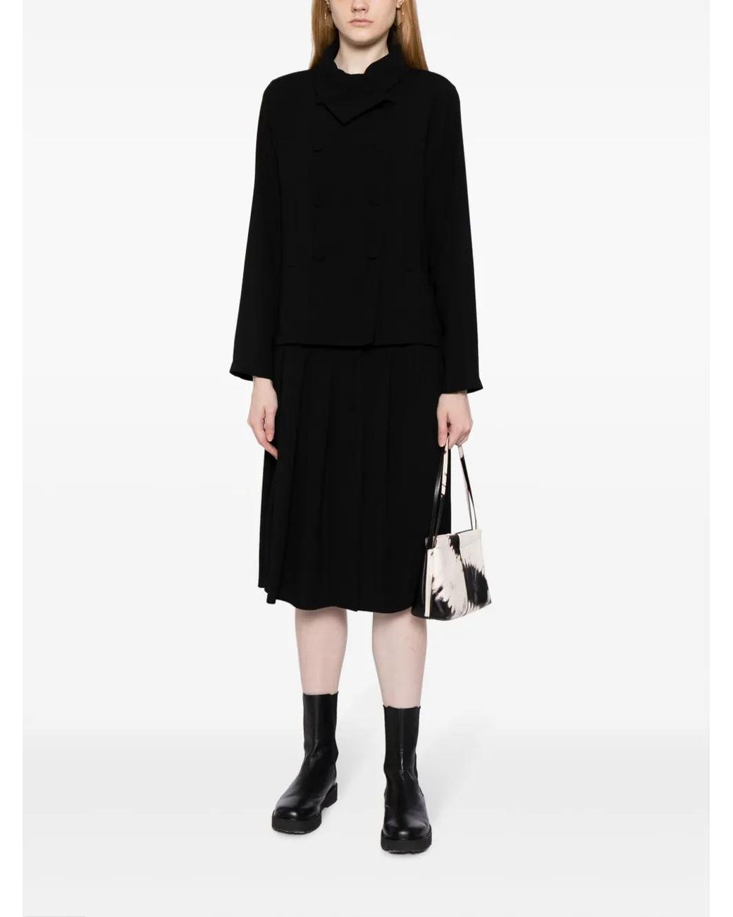 Agnes B. Black Asymmetric Double-Breasted Jacket