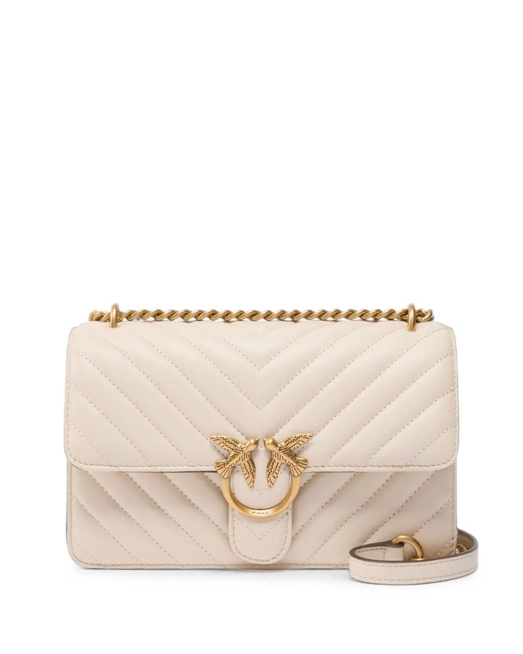 Pinko Natural Love Chevron-Quilted Leather Shoulder Bag