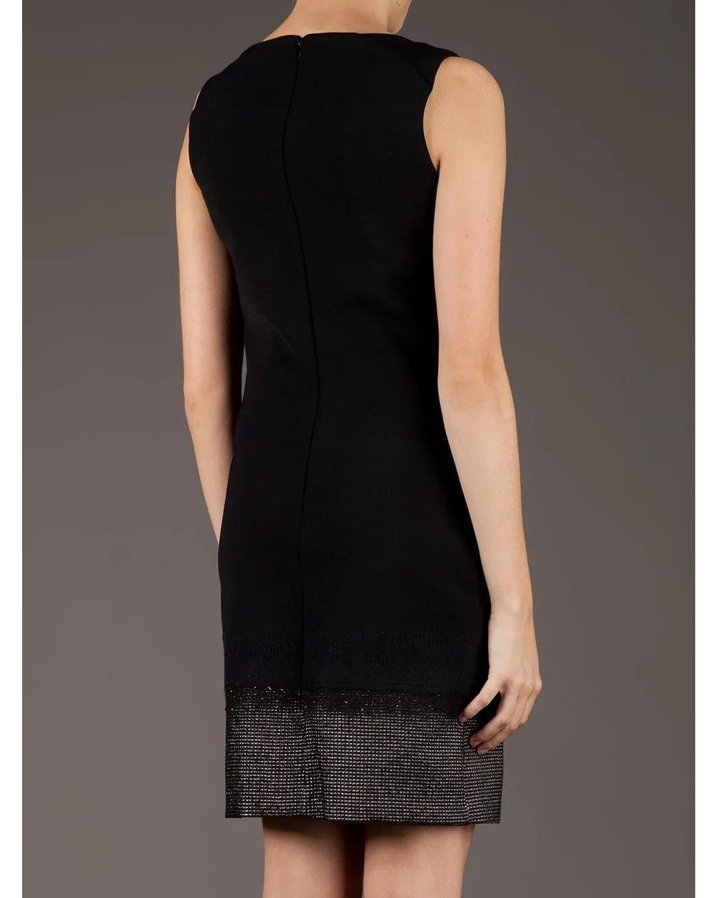 Twisty Parallel Universe Black Textured Hem Shift Dress