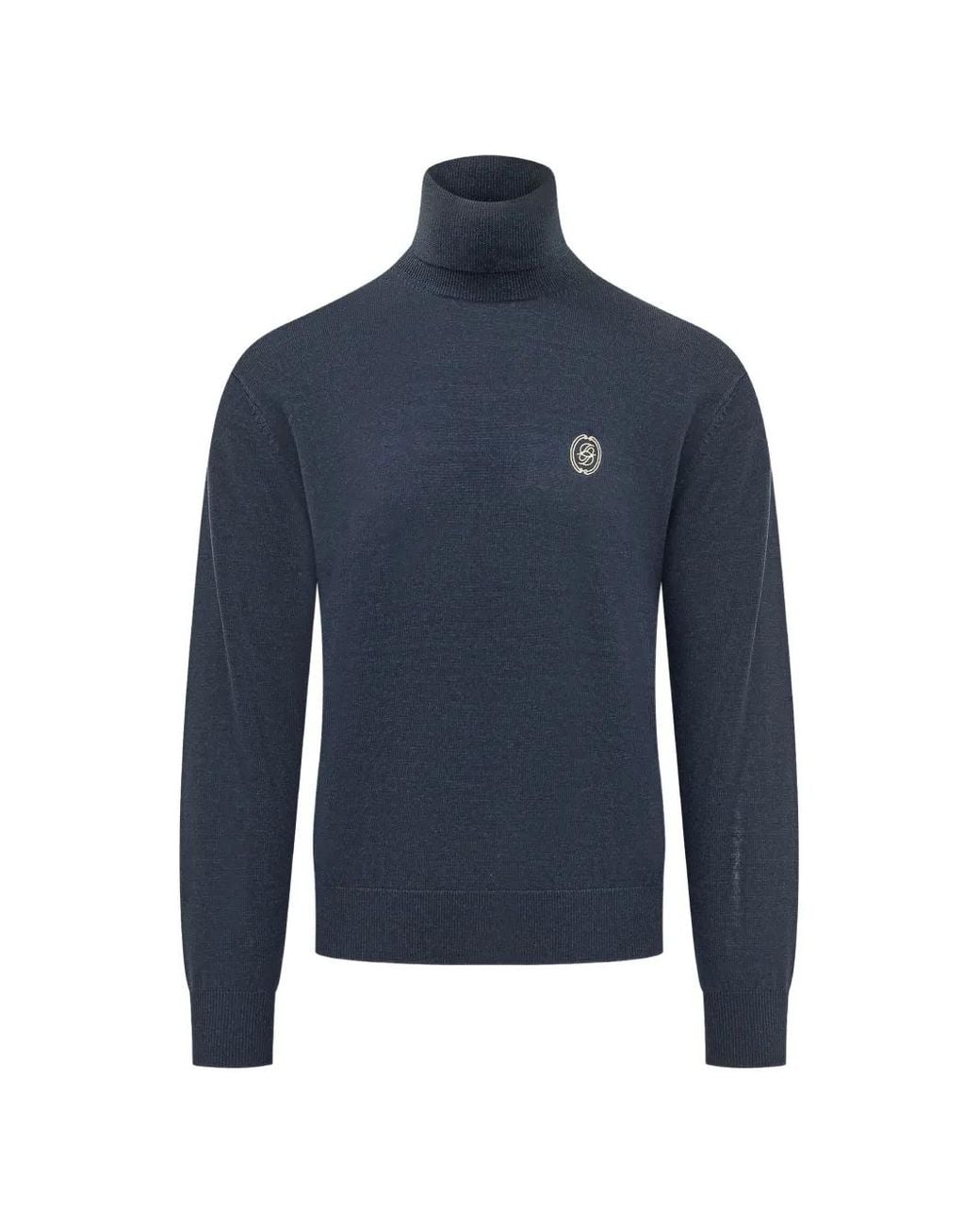 Drole de Monsieur Blue Logo-Patch Roll-Neck Sweater for men