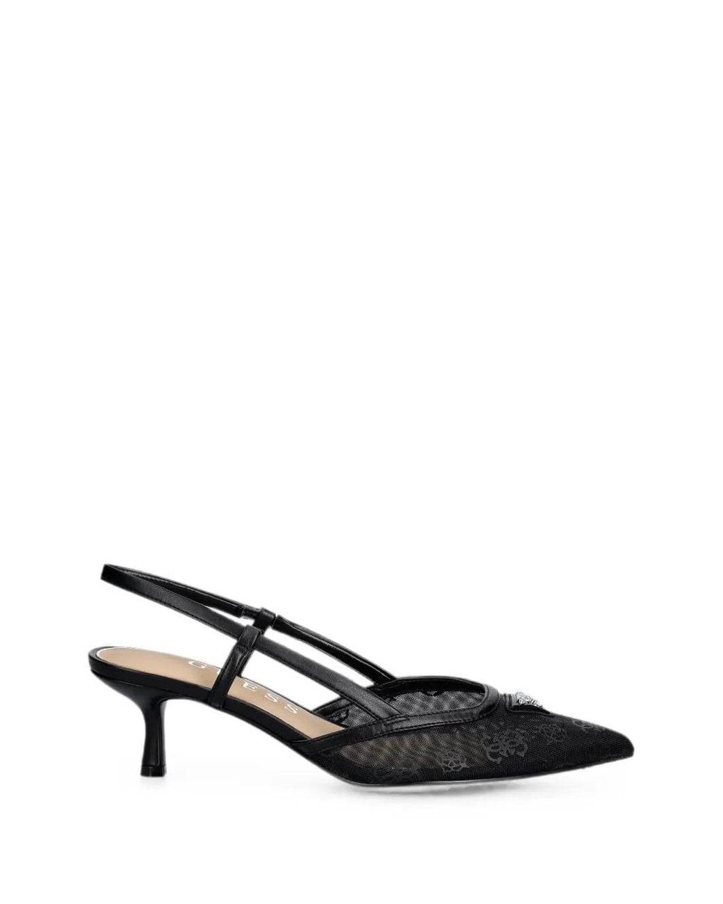 Guess Black Yanno Monogram-Print Logo-Plaque Pumps
