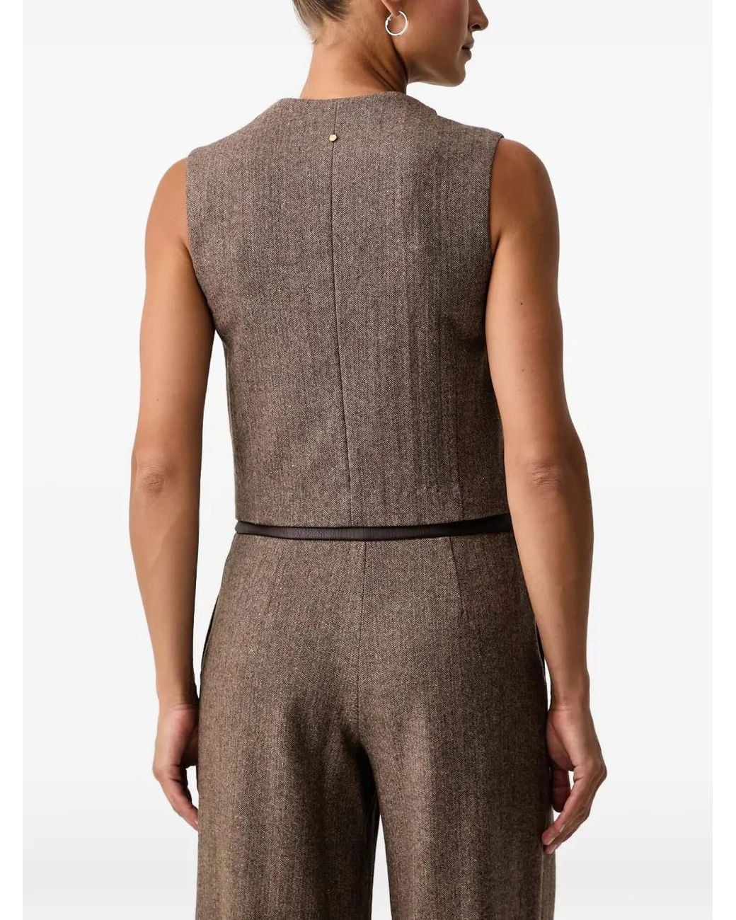 ARMANI EXCHANGE Brown Veston Croisé À Motif De Chevrons