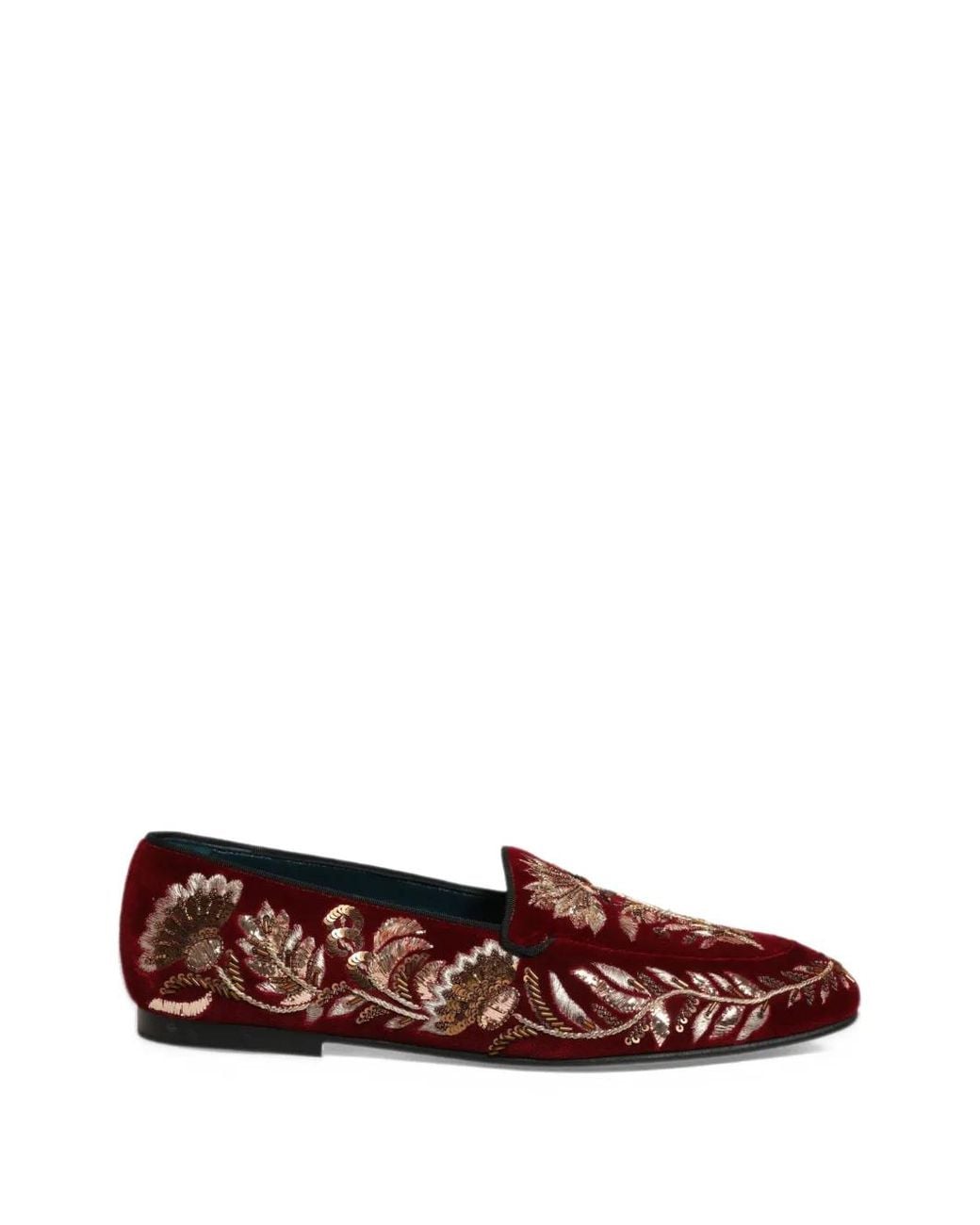 Dolce & Gabbana Floral-Embroidered Velvet Loafers for men