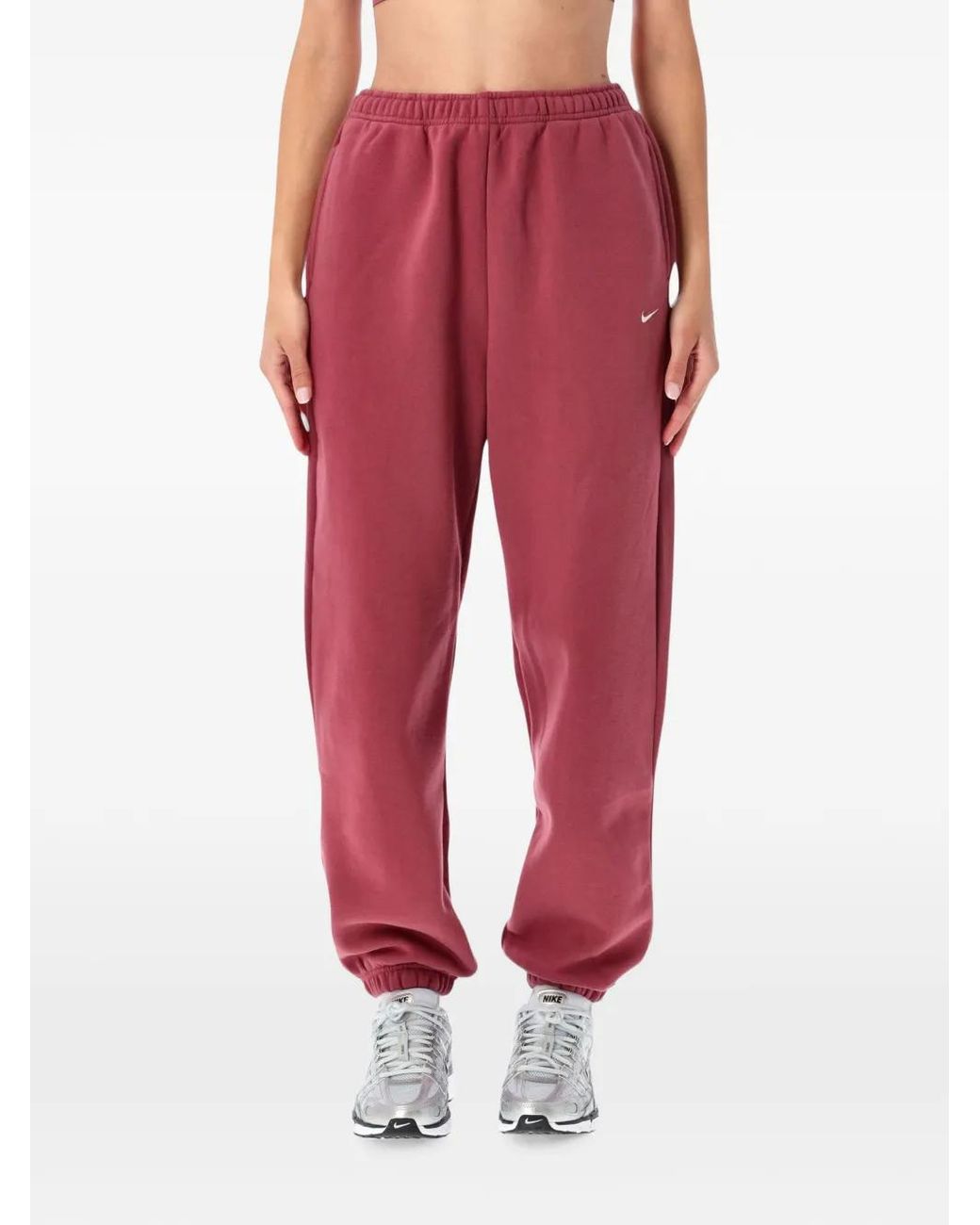 Nike Red Studio Fleece Medium Weight High-Rise Oversized Cuffed Trousers
