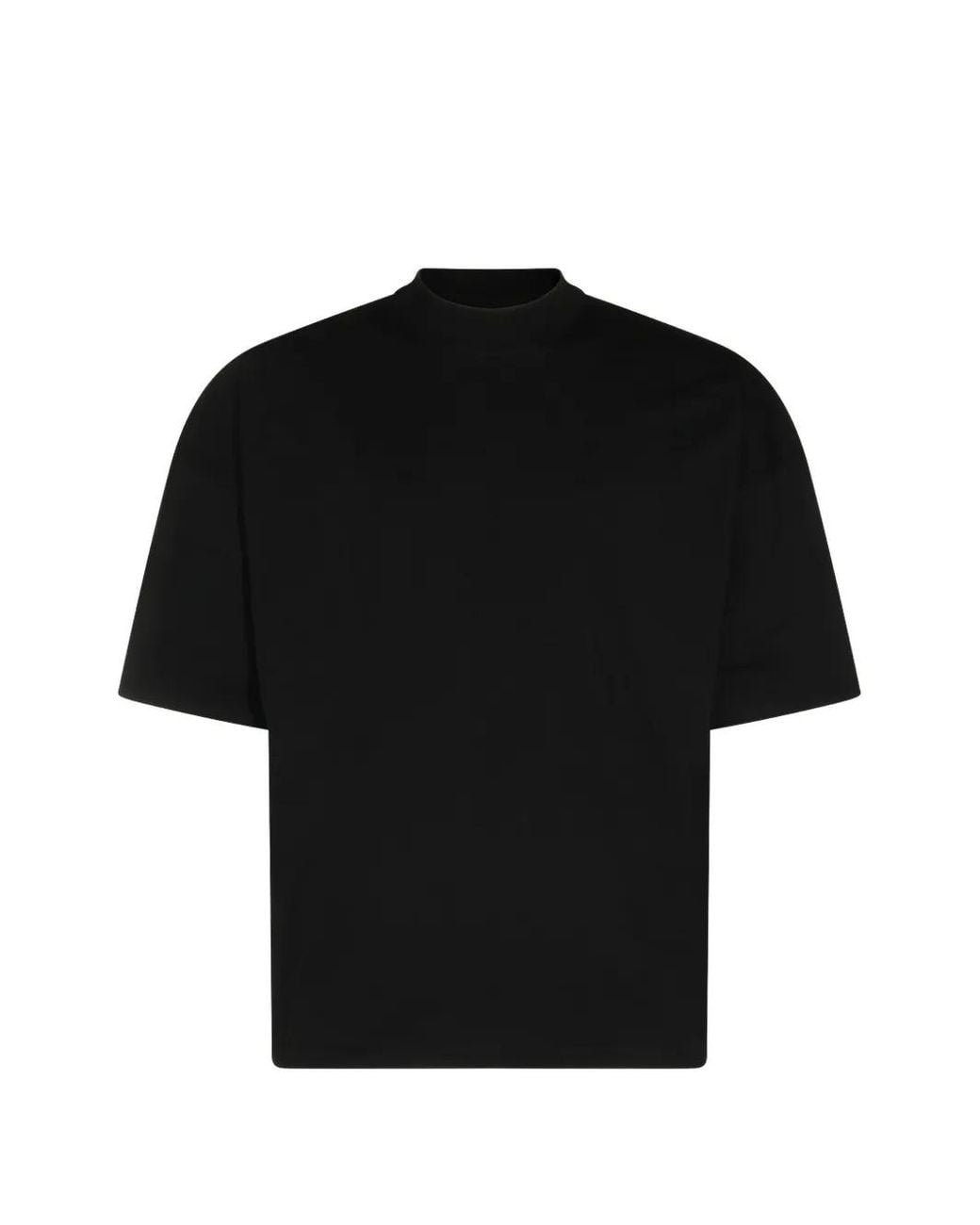 Jil Sander Black Cotton Mock-Neck T-Shirt for men