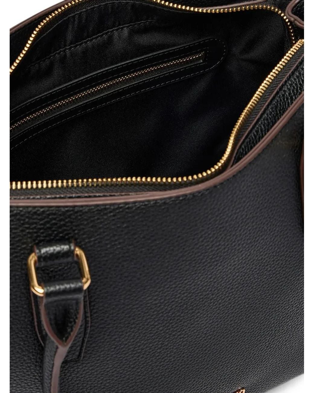 Love Moschino Black Logo-Plaque Pebbled Tote Bag