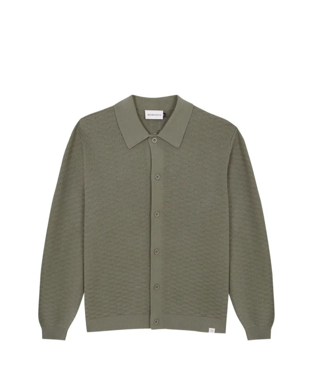 NOWADAYS Green Basket-Weave Polo-Collar Cardigan for men