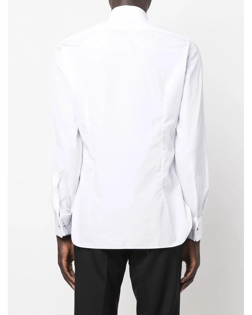 Barba Napoli White Cotton Long-Sleeved Shirt for men