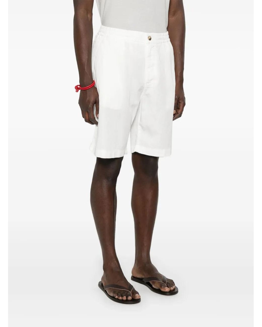 Altea White Elasticated-Waistband Shorts for men