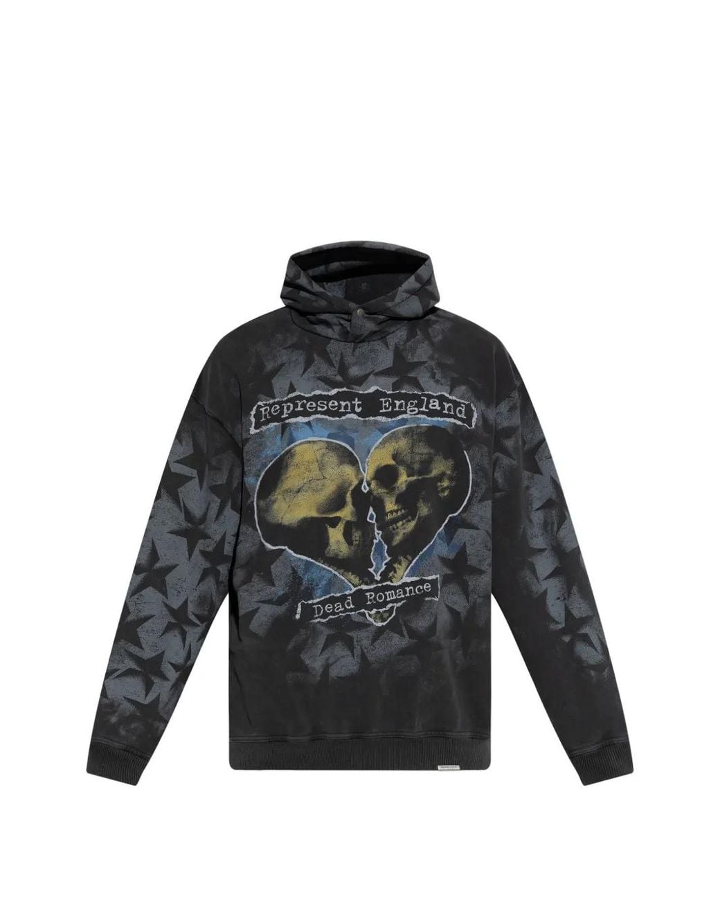 Represent Black Graphic-Print Star-Pattern Hoodie for men