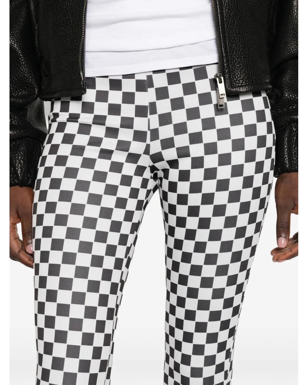 The Artistylist White Checkerboard-Print Cropped Trousers
