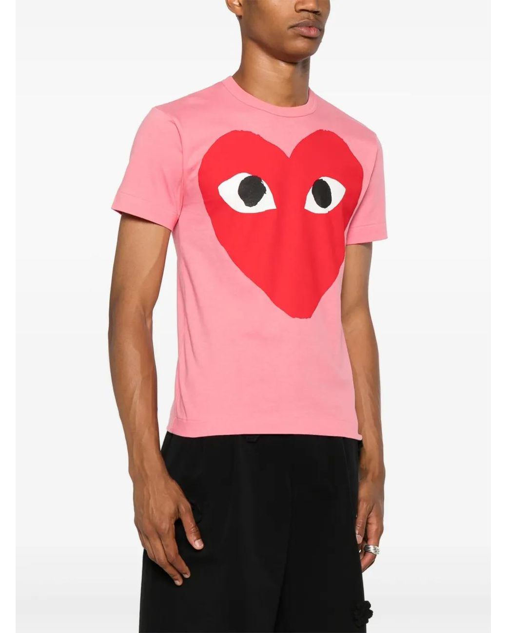 COMME DES GARÇONS PLAY Pink Heart-Print Cotton T-Shirt