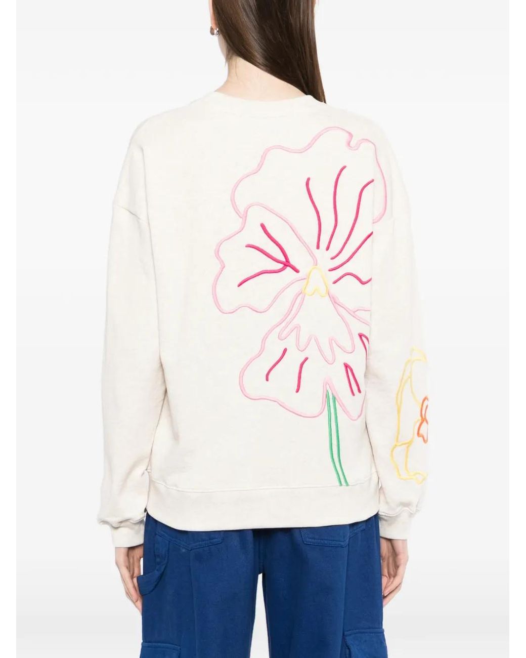 MIRA MIKATI White Floral-Embroidered Sweatshirt