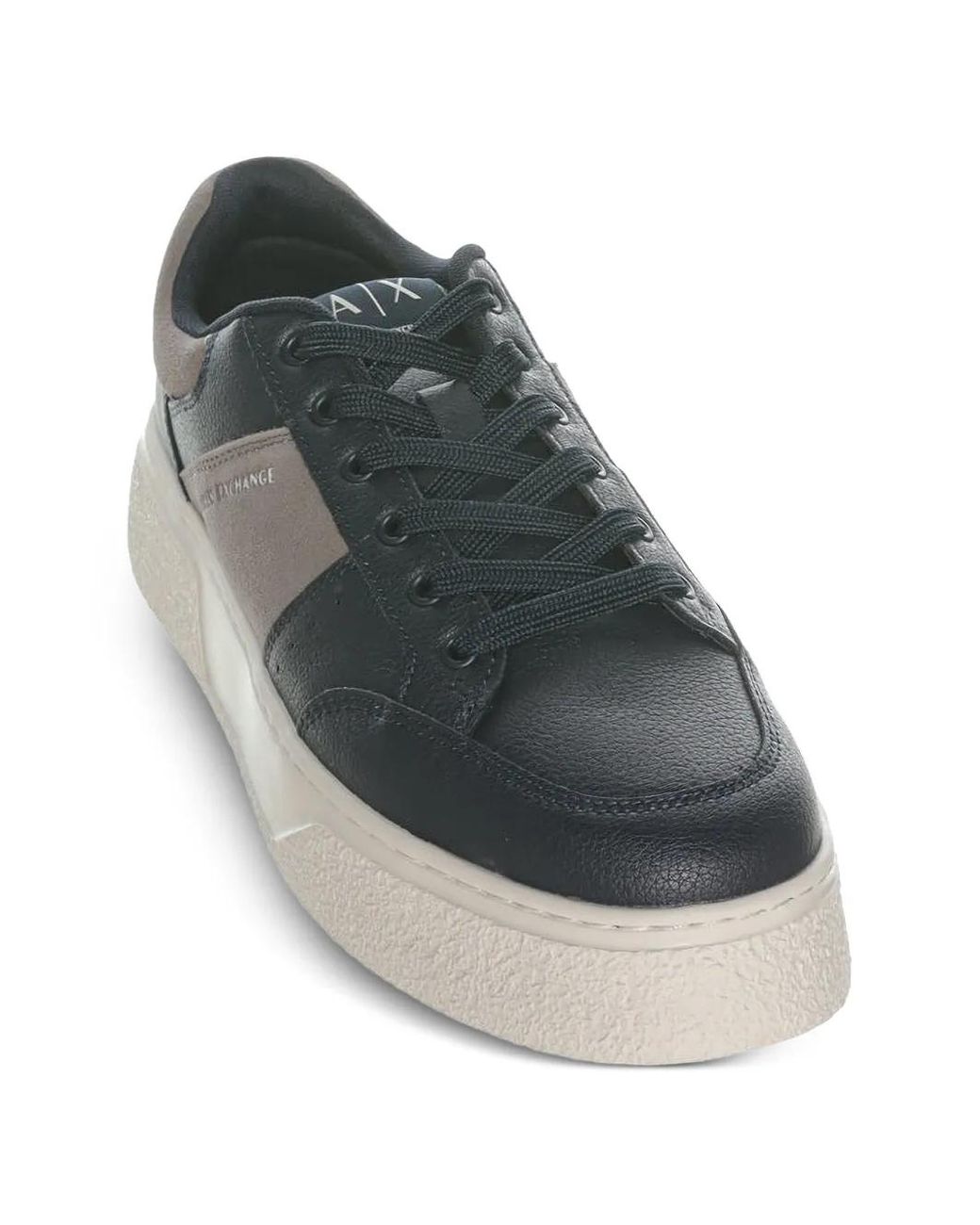 ARMANI EXCHANGE Gray Logo-Print Panelled Sneakers for men