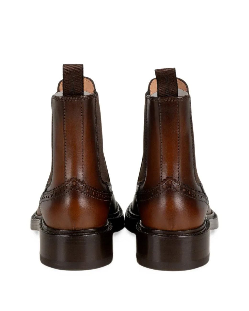 Santoni Brogue Chelsea Boots in Brown | Lyst