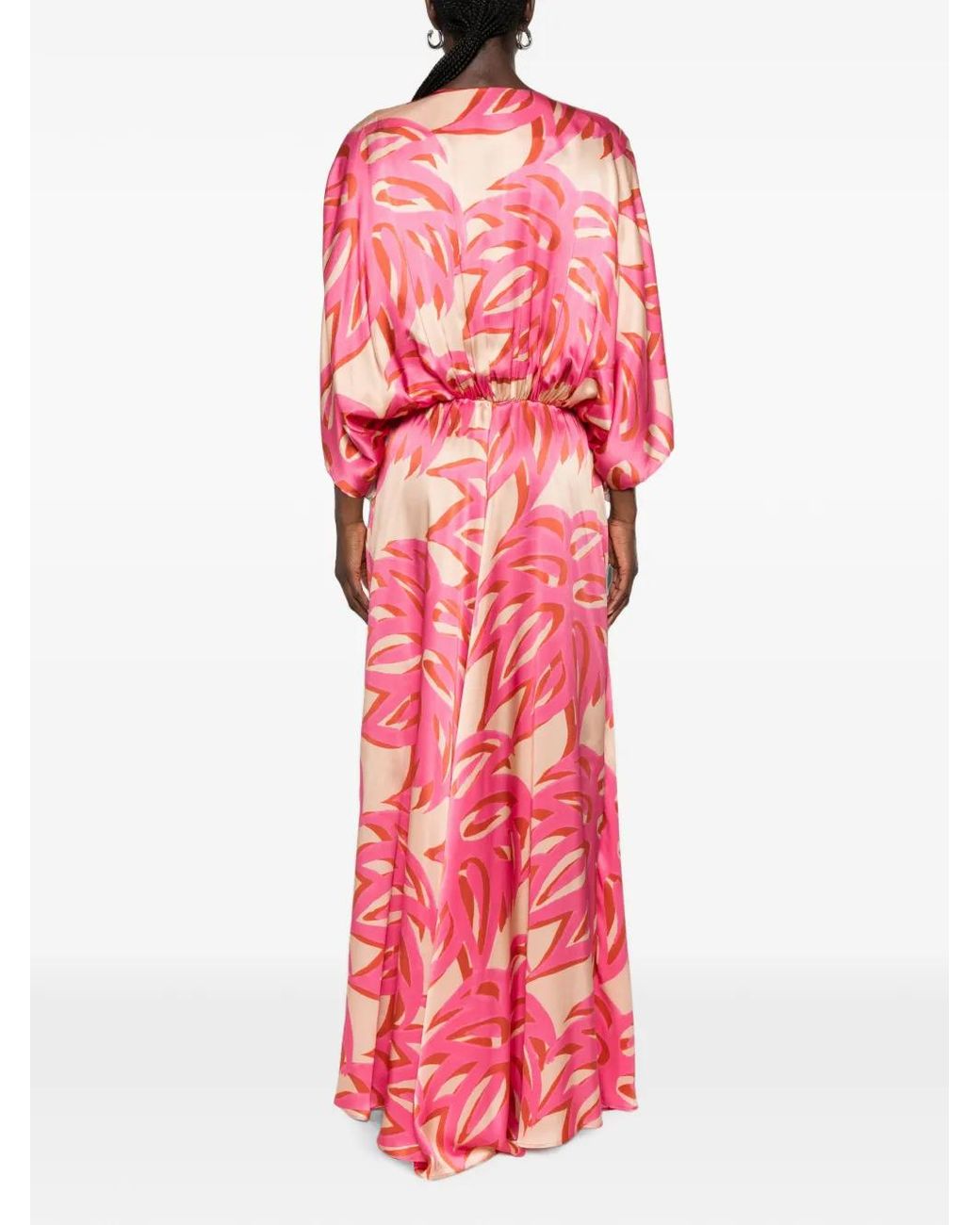 Themis Z Pink Ismene Abstract-Print V-Neck Maxi Dress