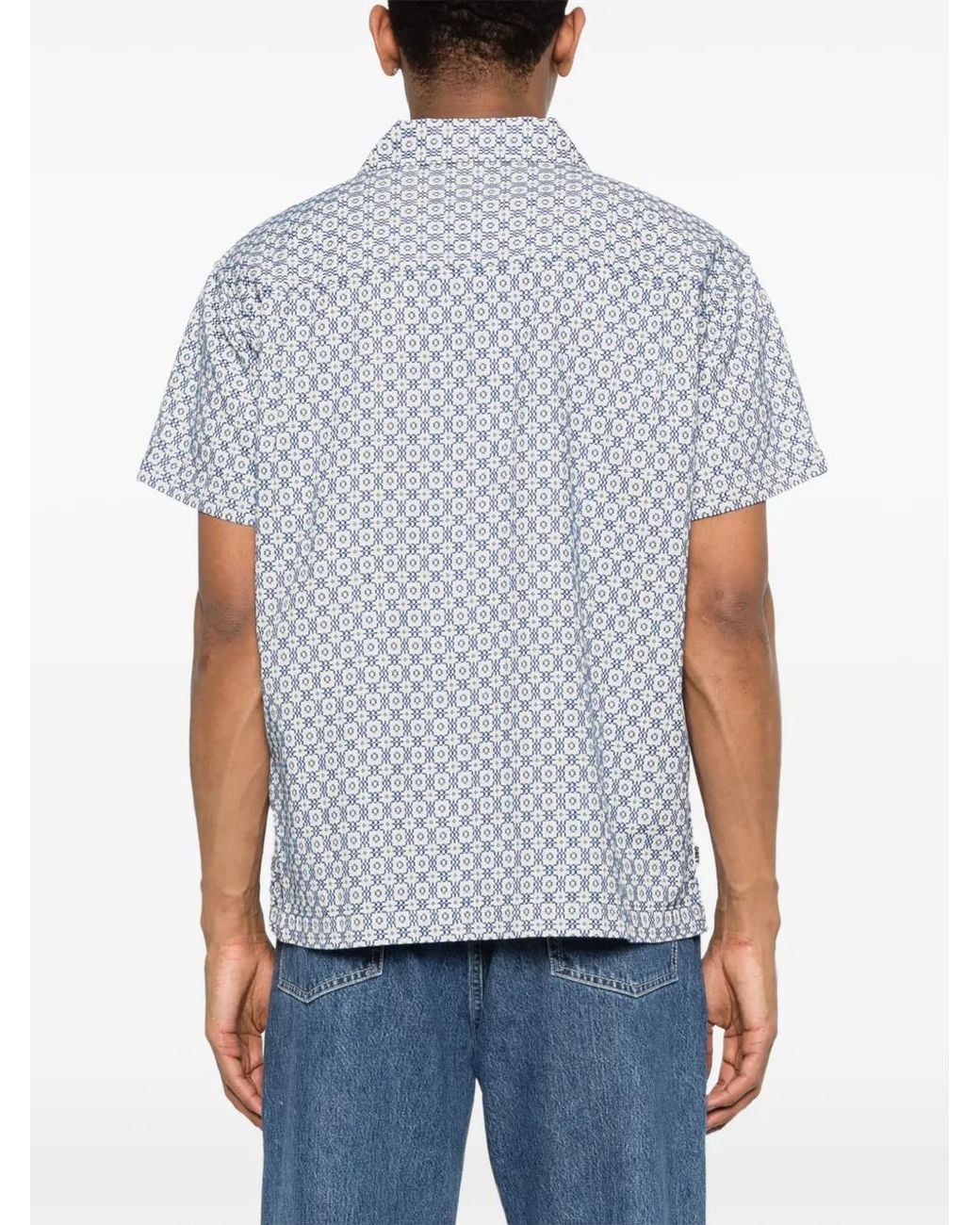 Obey Blue Patterned Short-Sleeve Shirt for men