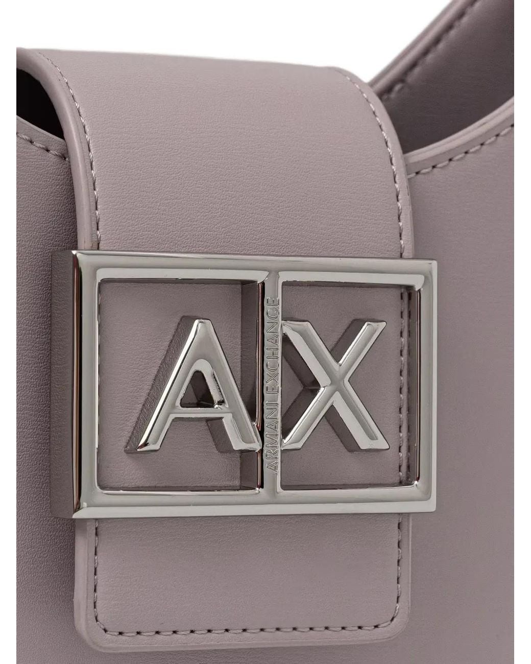 ARMANI EXCHANGE Gray Mini Logo-Plaque Crescent Shoulder Bag