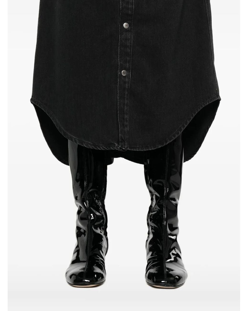 DIESEL Black Button-Front Denim Skirt