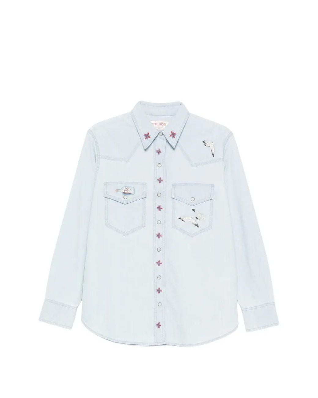Filson White Embroidered Denim Shirt