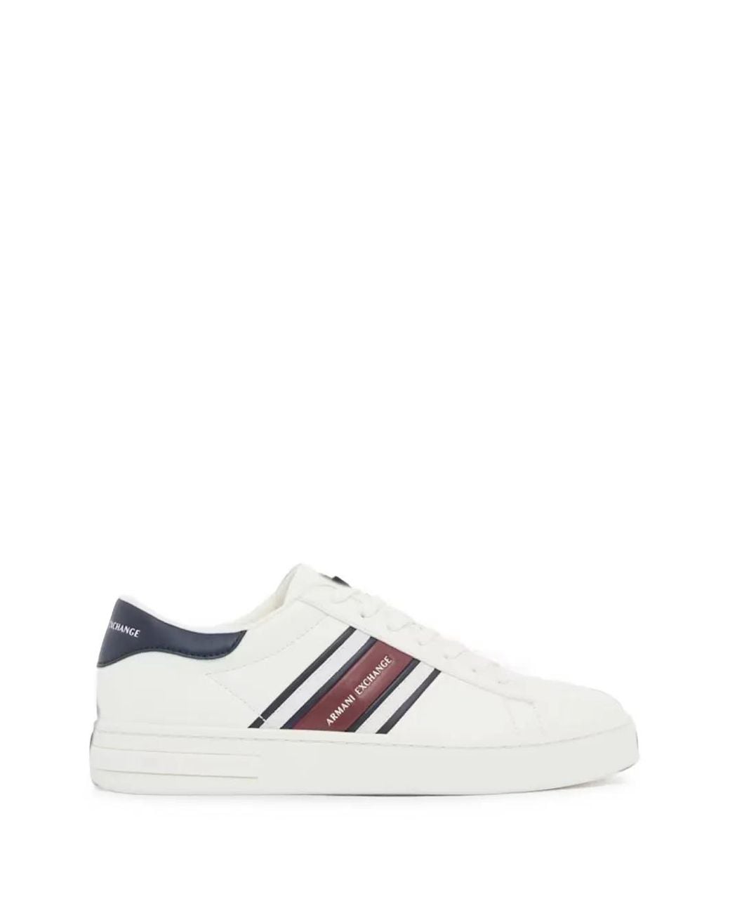 ARMANI EXCHANGE White Logo-Print Striped Sneakers for men
