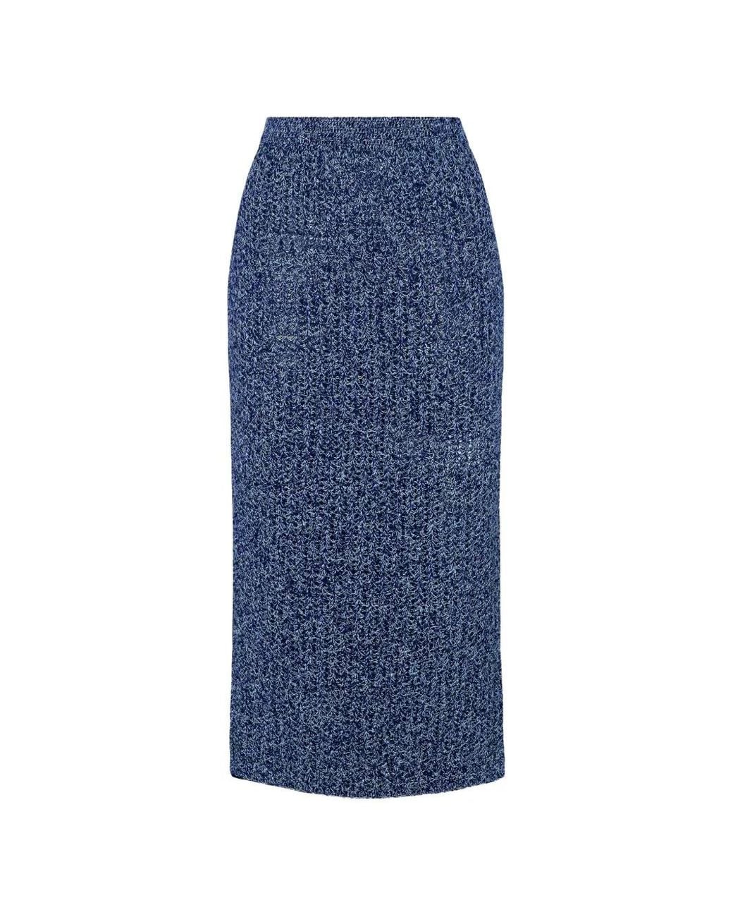 Escvdo Blue Manabi Pencil Midi Skirt