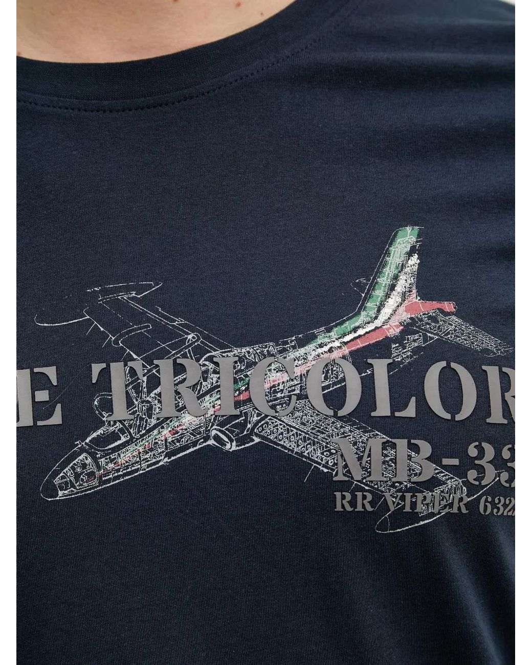 Aeronautica Militare Blue Mb-339 Aircraft-Print T-Shirt for men